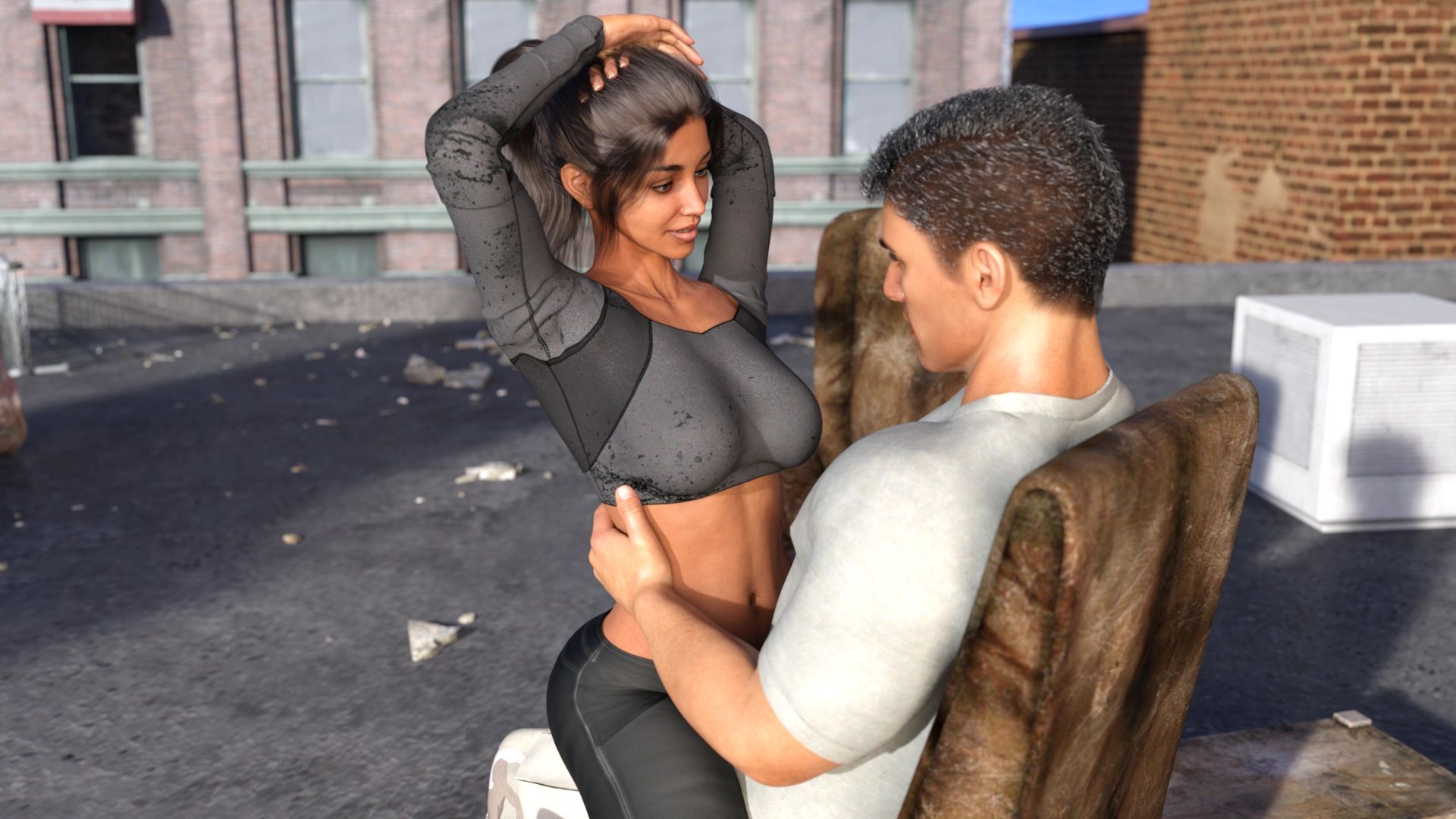 Busty Black Light Babe On The Rooftop - Chapter 1